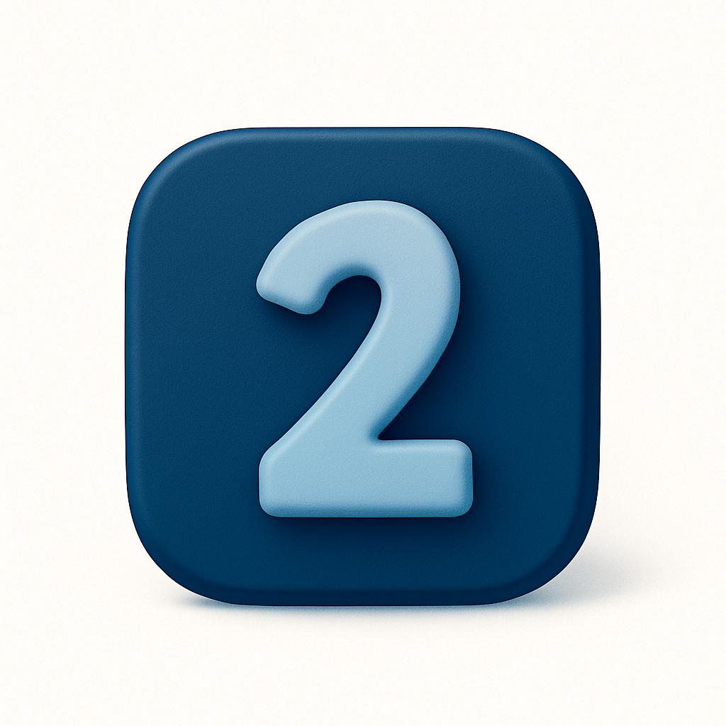 Step 2 icon showing number two.