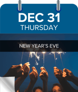 New Year’s Eve 2026 real estate schedule