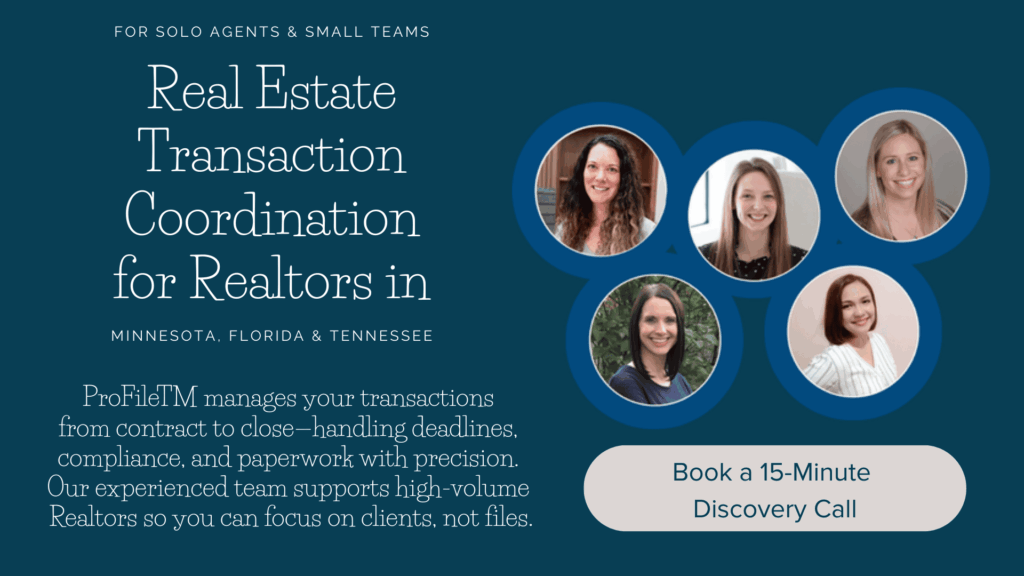 ProFile Transaction Management team providing real estate transaction coordination for Realtors in Minnesota, Florida, and Tennessee