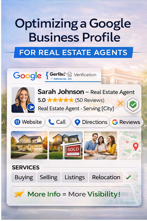 Optimized Google Business Profile for real estate agent with reviews and photos