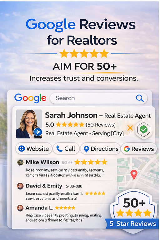 Google Business Profile for Realtors showing client reviews