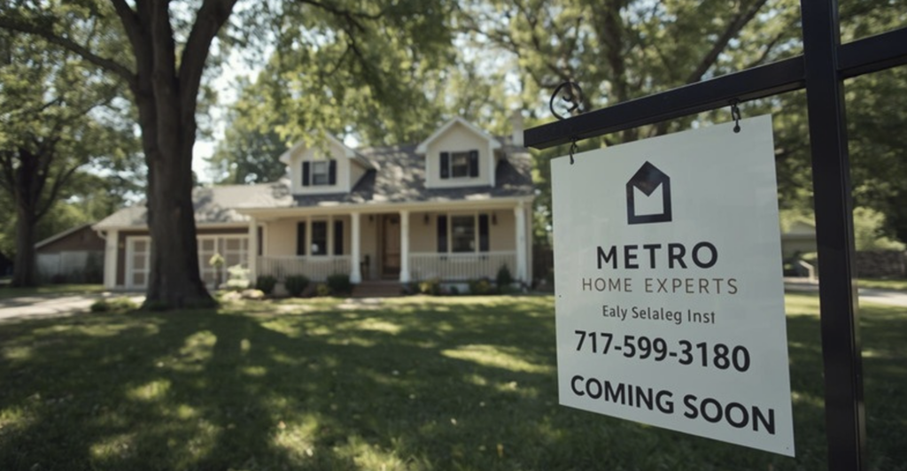 Real estate sign installer at Twin Cities listing